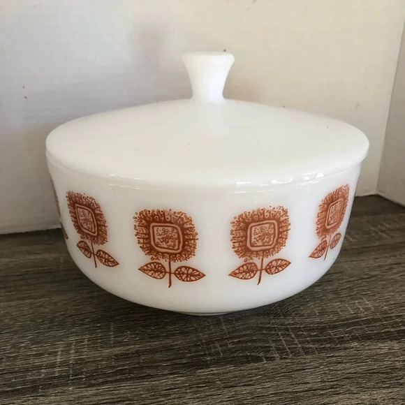 Vtg MCM Federal Glass Covered Bowl - Picture 8 of 9
